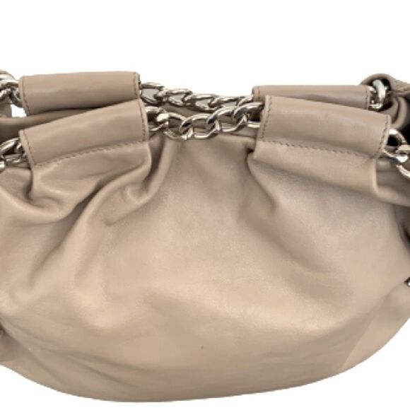 Furla Tan Hobo Bag with Chain Detailing - Neutral Leather Shoulder Bag - Picture 5 of 12